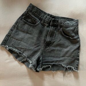 Uniqlo Black Frayed Jean Shorts